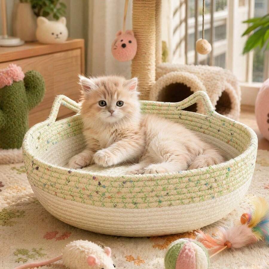 1pc Cat Nest Summer Cool Four Seasons Universal Rattan Cat Nest Cat Catch Nest Cat House Pet Nest Cat Nest - A - View 1