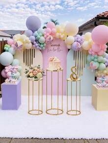 1件裝優雅金色壓克力金屬框架花瓶底座 婚禮派對裝飾中心飾品 多功能免電池免用電桌面裝飾禮品 - 彩色 - 查看 4