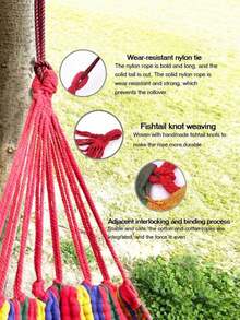 3-In-1 Hammock: A Durable And Portable Hammock Made From Comfortable Fabric. Comes With A Travel Bag And Ropes, Perfect For Garden Camping, Indoor/Outdoor Terraces, Balconies, Backyards, Beaches, And Parks. - multicolor - View 10