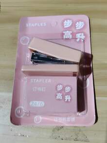Press Manual Stapler Set Macaron Color Durable Portable Medium Size Office School Supplies Binding Tool Hole Punch Practical Compact Sturdy - Multicolor - View 12