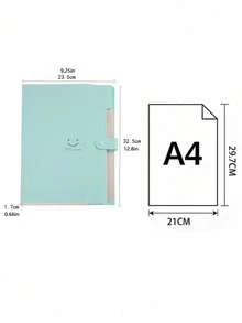 1pc,Green Smiling Face Folder Bag, Information Booklet, Simple Multi-Layer Folding Folder, Suitable For Office And School File Storage, A Must-Have Item For The School Season, Applicable To Stationery Products - Mint Green - View 4