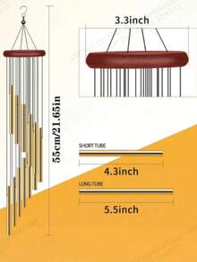 1pc Outdoor Wind Chime With 12 Aluminum Alloy Tubes And Hanging Hook, Outdoor Memorial Windchime, Holiday, Party Decoration, Home And Shop , Suitable For Outdoor Garden And Memorial Space Festival Decoration Rama, Home , Room - Multicolor - View 9