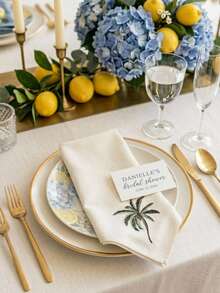 Cirelle 1/2/4 Pcs Embroidered Palm Tree Cloth Napkins, Off-White Dinner Napkins With Green Tropical Palm Embroidery, Washable Reusable Table Napkins For Dining Room Decor - Multicolor - View 3