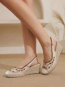 Styleloop Giày cao gót nữ quai chéo dây chun, dây thừng rơm, kiểu sandal - Nhiều màu - Xem 2