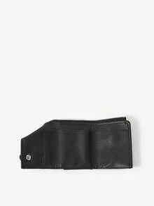 Viva Strut 1 buah Dompet Pendek Kulit Imitasi Hitam Modis, Personalisasi Gaya Jalanan Manis dan Keren untuk Gadis Y2K, Desain Resleting, Slot Kartu Ganda - Hitam - View 3