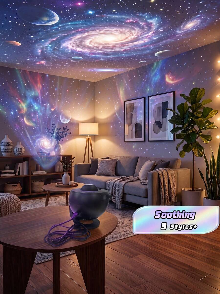 1件 13合1超清晰流星燈，適用於星星投影儀，USB介面，USB照明燈具，360°旋轉天文館LED燈，附動態流星效果、1/2小時定時與4鍵控制，RGB變色氛圍夜燈，適合臥室