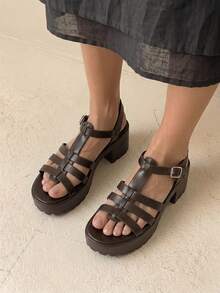 HighSole 女士时尚黑色高跟凉鞋，适合夏季毕业典礼、舞会、度假等各种场合，包括夏季、圣诞节、秋季、新年等节日。 - 摩卡棕 - 查看 8