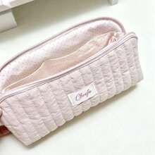 Rectangular Zipper Pencil Case With Soft‑Padded Lining And Multiple Storage Pockets. It Features A Fresh And Soft Ulzzang‑Style Girly Aesthetic, Ideal For The New Semester. Pens, Rulers, Erasers And Notepads Can Be Neatly Stored All In One Place. - multicolor - View 12
