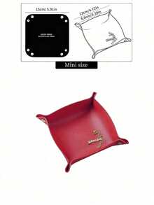 Leather Jewelry Tray For Rings, Earrings And Bracelets; Storage Organizer For Nightstand And Dresser; Catchall Tray For Watch And Coin; Phone And Key Holder With Printed Gold English Words, Gift For Valentine's Day Back To School - Multicolor - View 34