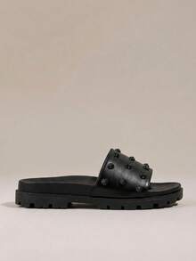 HighSole 女士夏季休闲纯色串珠平底乐福鞋 - 黑色 - 查看 2