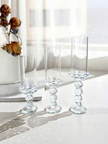 Exquisite Crystal Glass Candlestick, Windproof Round Crystal Candle Holder For Outdoor Wedding, Table Decor Ornament, Glass Candle Holder Decor Craft For Outdoor Wedding Dinner Table - 1PC - View 7