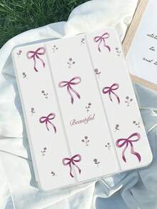 1 buah Casing Tablet Motif Bunga Pink Lucu dengan Pita dan Tempat Pena, Terbuat dari Silikon yang Dapat Dilipat, Dilengkapi Penyangga, Tahan Guncangan, dan Melindungi dari Jatuh, Penutup Lembut. - MultiWarna - View 4