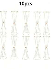 2/4/6/10pcs Gold Vases, Elegant Gold Flower Stands, Wedding Table Centerpiece Decor, Anniversary Celebration, Birthday Party, Home Reception, Christmas And Halloween Decorations, Wedding Aisle Flower Stands And Other Artificial Flower Stands - Flower Stand - View 16