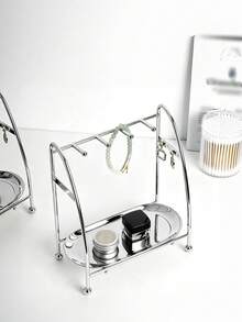 Silver Light Luxury Split Iron Jewelry Display Stand, Desktop Storage Holder For Necklace Earrings Studs, Multi-Purpose Ornament Rack, Ins Style Silver Light Luxury Iron Jewelry Hanger, Split Desktop Organizer Display Rack For Earrings Necklace Studs - Silver - View 7