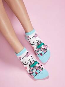 HELLO KITTY AND FRIENDS | SHEIN 2 Pairs Of Cartoon Pattern Women's Socks - color mixing - View 5
