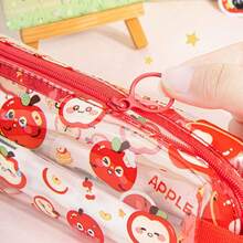 1 pieza Estuche de lápiz de PVC con diseño de capibara - Bolsa con cremallera de una sola capa de gran capacidad - Bolsa de bolígrafos impermeable para la escuela y la oficina - Rojo - Ver 8