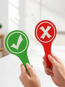 2 Classroom Feedback Handheld Panels, Double-Sided Pvc Material, Positive And Negative/Up/Down/On/Stop/Yes/No Answer Indicators - Teaching Tools For Student Participation And Feedback (1 Design, One Side Red, One Side Green) - multicolor - View 2