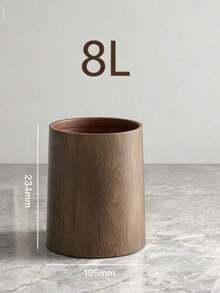 Faux Wood Grain Flip Lid Trash Can, Cylindrical Lid Waste Bin, Home Decor - Multicolor - View 7