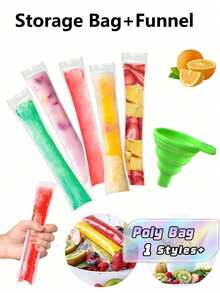 200 túi/100 túi túi đựng kem que hình chữ nhật tự dán kín, kèm phễu nhựa, miệng rộng, bảo quản tươi, dùng làm kem, sữa chua, kẹo cho tiệc, du lịch, đám cưới, sinh nhật, dụng cụ nhà bếp - Nhiều màu - Xem 1