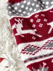 PETSIN 1 Pc Warm Christmas Pet Sweater: Reindeer Snowflake Color Blocking Design Animal Clothing - Multicolor - View 12