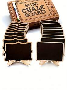 10Pcs Mini Chalkboard Signs Stand Display Blackboard Message Board Small Easel Tabletop For Wedding Props Home Decor Crafts Writing Drawing Party Favor Rustic Style - multicolor - View 4