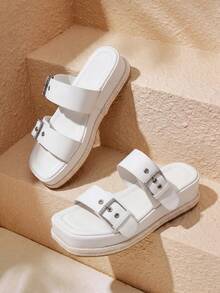 HighSole Women's Thick-Soled Sandals, Casual Solid Wedge Sandal Vacation Shoes Summer - Apricot - View 4