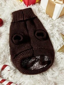 PETSIN 1pc Pet Christmas Sweater With Universal Geometric Patterns For Cats And Dogs And Deer Patterns, Fashionable, Classic, Elastic, Comfortable, High Neck, Warm Pet Sweater - Multicolor - View 5