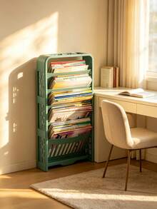 1PC Upright Bookshelf, Multi-Tier Desktop Storage Rack, Available In Multiple Colors, Suitable For Schools, Libraries, Living Rooms, Bedrooms-Multifunctional - Multicolor - View 3