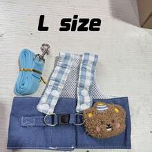 Summer Denim Pet Outfit, Adjustable Harness And Leash Set, Lightweight Breathable Denim Comfortable Pet Walking Clothes,Stylish Pet Costume, Perfect For Daily Strolls, Weekend Trips, Photo Shoots And Outdoor Activities For Small‑Medium Cats And Dogs - Blue - View 9