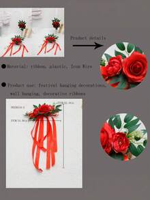 1 Peça Arranjo Floral Artificial de Eucalipto e Rosa para Encosto de Cadeira, Decoração de Casamento e Festa ao Ar Livre, Ornamento de Mesa, Plástico Realista, Sem Rega, Fácil Manutenção, Versátil para Uso Interno e Externo, Decoração para Casa e Jardim, Presente - Multicolorido - Visão 7