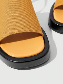 HighSole Slouchy Simple Wide-Sided Sandals Back Lace-Up Open-Toed Round Toe Thick-Soled Casual Vacation Style Women's Sandals Seaside Outing Daily Wear - Yellow - View 3