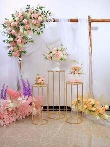 1件裝優雅金色壓克力金屬框架花瓶底座 婚禮派對裝飾中心飾品 多功能免電池免用電桌面裝飾禮品 - 彩色 - 查看 5