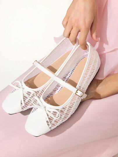 CUCCOO CHICEST Women's Shoes Spring And Summer Flat Bottom Square Toe Shoes Mary Jane Versatile Elegant And Fashionable Wear