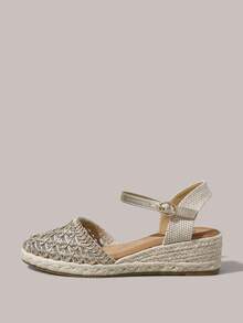 Styleloop Women's Wedges & Platform Shoes, Breathable Metal Mesh Wedges, Bohemian Style, Vacation Wear, Travel Essentials, Commuting Versatile - Gold - View 9