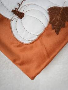 Cirelle 1pc/2pcs Fall Harvest Faux Rabbit Fur White Pumpkin Throw Pillow Covers, Multi‑Pumpkin & Maple Leaf Embroidery Applique Square Cushion Cases, Vintage Rustic Farmhouse Thanksgiving Decor For Sofa Bedroom Couch, Pillow Insert Not Included - White velvet size pumpkin caramel color - View 7