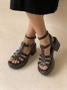 HighSole 女士时尚黑色高跟凉鞋，适合夏季毕业典礼、舞会、度假等各种场合，包括夏季、圣诞节、秋季、新年等节日。 - 摩卡棕 - 查看 6