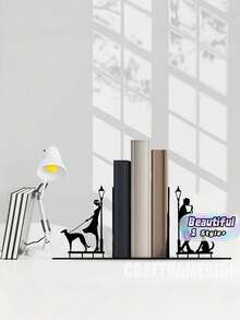 2PCS Metal Jazz Themed Bookends Durable Non Slip Heavy Duty Book Stands Decorative Storage Rack Home Office Study Room Library Art Decor Gift For Readers Music Lovers Housewarming Christmas Back To School Trending - View 1
