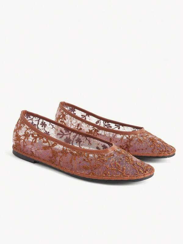 CUCCOO CHICEST Women's Shoes Spring And Summer Hollow Mesh Flat Bottom Round Toe Versatile Casual Valentine's Day Elegant Fashion Mary Jane Shoes