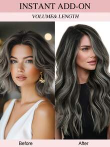 Clip In Hair Extensions Real Human Hair Remy Human Hair Extensions Clip Ins For Women, Natural Human Hair Clip Ins Hair Extensions - S1B/GREY/1B - View 6