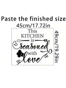 1PC Black UV Vinyl Waterproof Oilproof Removable Self Adhesive Quote This KITCHEN Is Seasoned With Love Inspirational Typography Wall Decal Sticker For Home Dining Room Kitchen Farmhouse Rustic Modern Wall Decor Gift - multicolor - View 7
