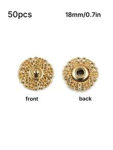 1 Pack 50 Pcs Exquisite Metal Snap Buttons Invisible Coat Fasteners Hidden Buckles For Sweaters Garments Three Colors Available - multicolor - View 11