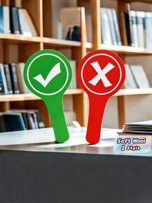 2 Classroom Feedback Handheld Panels, Double-Sided Pvc Material, Positive And Negative/Up/Down/On/Stop/Yes/No Answer Indicators - Teaching Tools For Student Participation And Feedback (1 Design, One Side Red, One Side Green) - multicolor - View 1