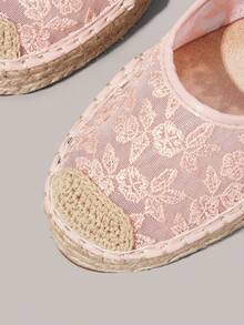 Styleloop 女款瑪麗珍漁夫鞋，網布蕾絲刺繡綁帶，田園溫柔風，日常通勤百搭時尚平底鞋 - 粉色 - 查看 5