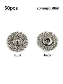 1 Pack 50 Pcs Exquisite Metal Snap Buttons Invisible Coat Fasteners Hidden Buckles For Sweaters Garments Three Colors Available - multicolor - View 19