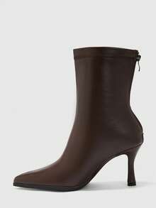 CUCCOO BIZCHIC Women's Side Zipper Slim High Boots Pointed Toe Thin Heel High Heel Temperament Commuter Style Workplace Versatile Fashion Boots - Brown - View 4