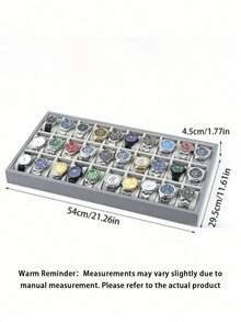 6/12/24/30 Slot Pu Leather Watch Box, Grey/Green Color Large Capacity Watch Display Storage Case - Grey - View 13