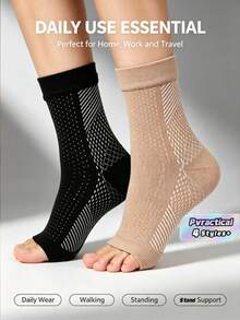 1‑Pair Women's Ankle Support Socks, Elastic Plantar Fasciitis Arch Support Ankle Sleeves, Protector For Swollen, Sore Ankles, Breathable Comfortable,Ideal Accessory For Daily Wear, Walking,Designed Exclusively For Women, Not Suitable For Men - Multicolor - View 1
