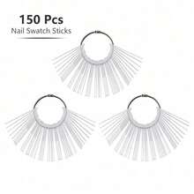 150/200Pcs Clear Rectangular Fan-Shaped Nail Art Sticks, Acrylic Nail Polish Color Chart Display Board With Metal Ring, Manicure Sample Practice Tool For Salon & Home DIY - Clear - View 13