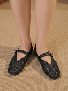Styleloop Señoras, Uñas de Sauce, Hebillas, Zapatos Planos. - Negro - Ver 6