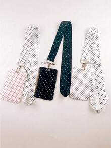 1Set Polka Dot Push-Pull Card Clip – Fashion Keychain Pendant Bag Charm For ID Badge, Transit Pass, Access Card, Office Workers, Commuters, Adults, Personalized Accessory For Bags, Keys, Daily Use, Cute Gift For Women, Men, Colleagues - Rectangle - View 8